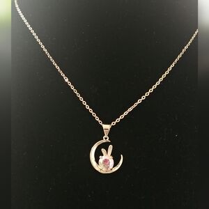 Moissanite 1.0 Ct Fantasy Blue Bunny Moon Necklace